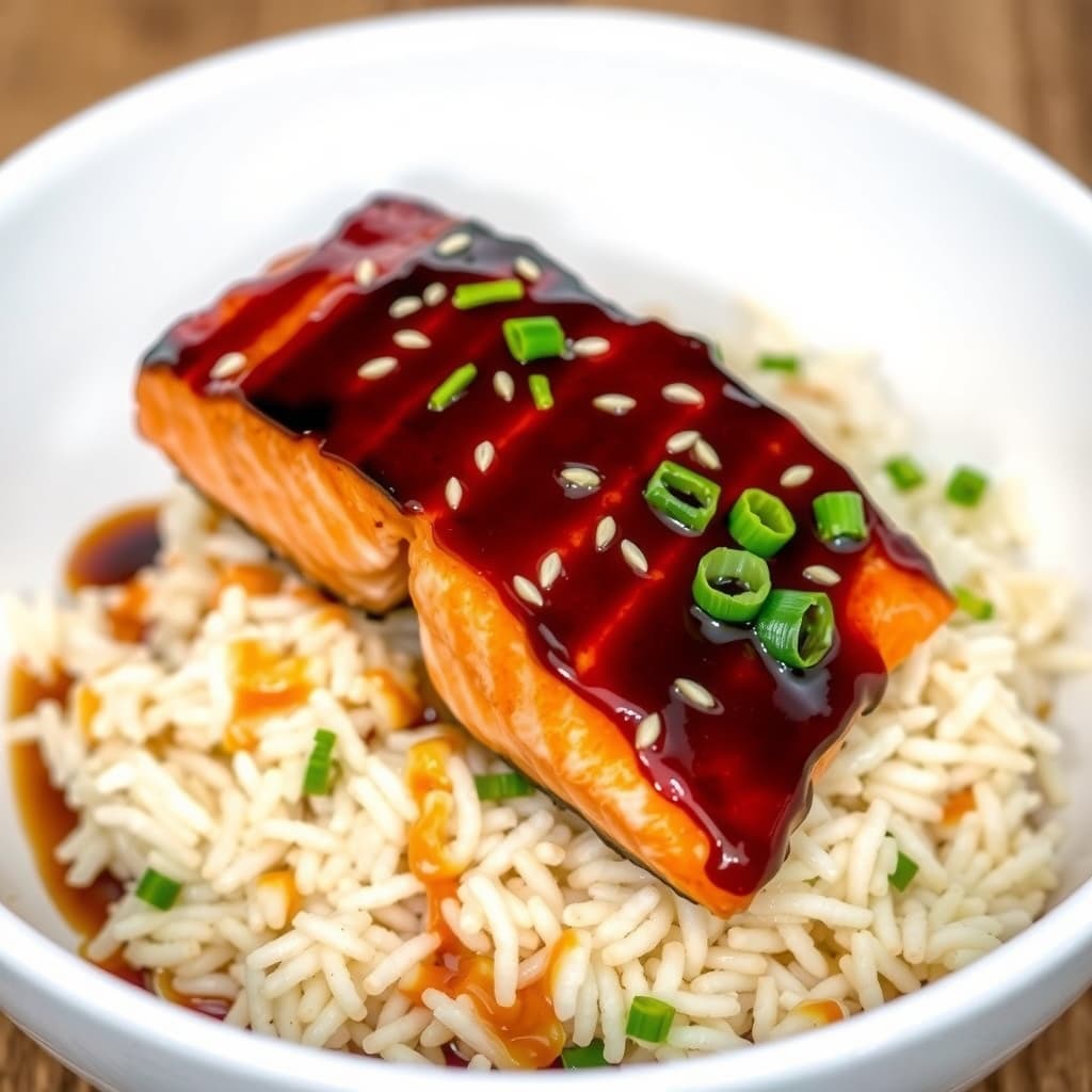 Salmon over rice — one of the dinners Stock Up Dinners suggests from what's in your pantry.